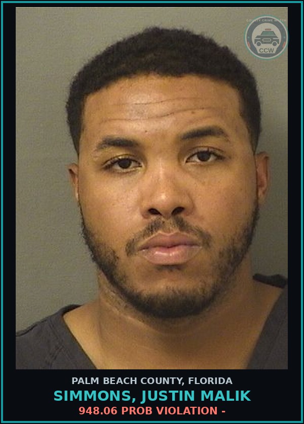 Booking mugshot of SIMMONS, JUSTIN MALIK in Palm Beach County