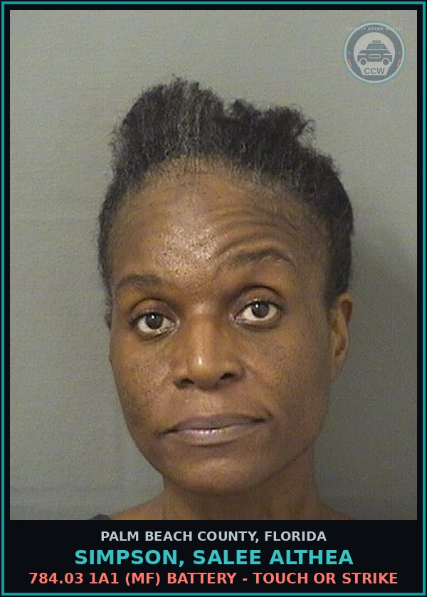 Booking mugshot of SIMPSON, SALEE ALTHEA in Palm Beach County