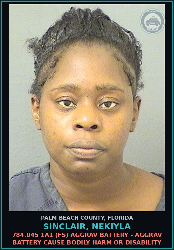 Booking mugshot of SINCLAIR, NEKIYLA in Palm Beach County