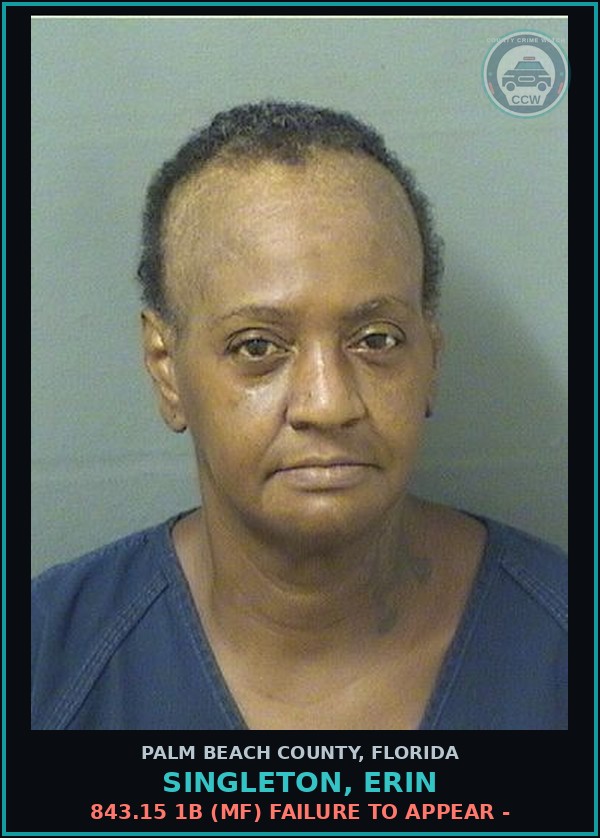 Booking mugshot of SINGLETON, ERIN in Palm Beach County