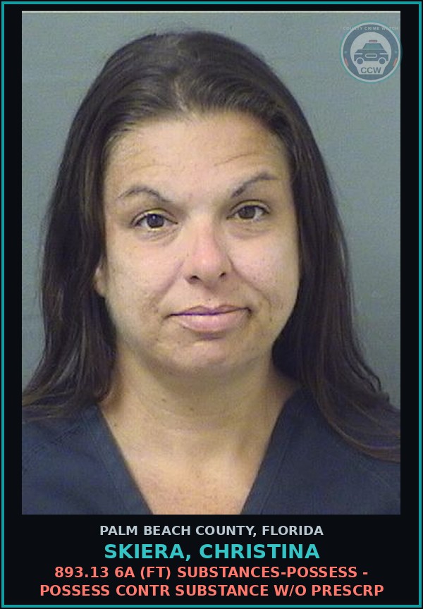 Booking mugshot of SKIERA, CHRISTINA in Palm Beach County