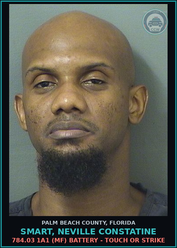Booking mugshot of SMART, NEVILLE CONSTATINE in Palm Beach County