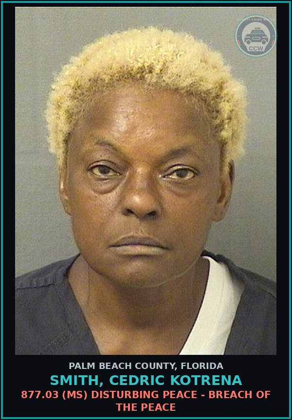 Booking mugshot of SMITH, CEDRIC KOTRENA in Palm Beach County