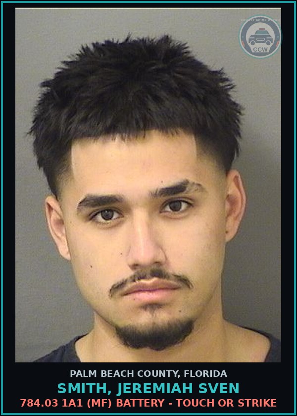 Booking mugshot of SMITH, JEREMIAH SVEN in Palm Beach County