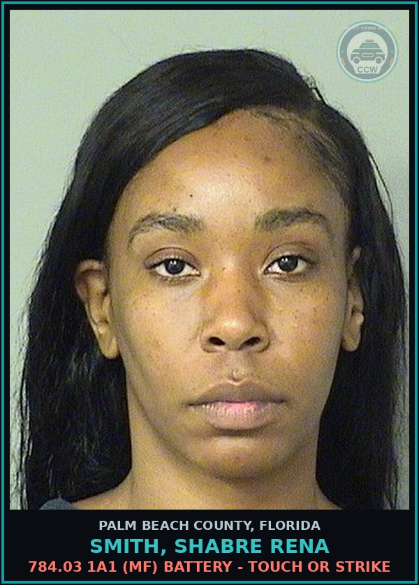 Booking mugshot of SMITH, SHABRE RENA in Palm Beach County