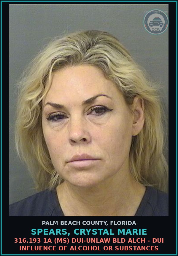 Booking mugshot of SPEARS, CRYSTAL MARIE in Palm Beach County
