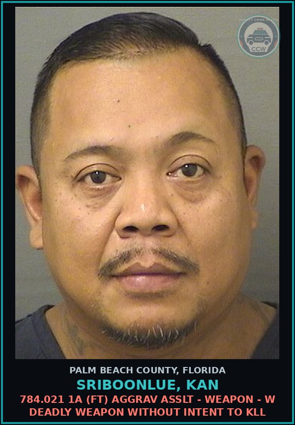 Booking mugshot of SRIBOONLUE, KAN in Palm Beach County