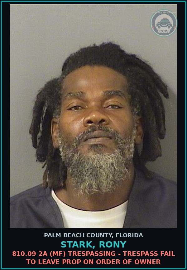 Booking mugshot of STARK, RONY in Palm Beach County