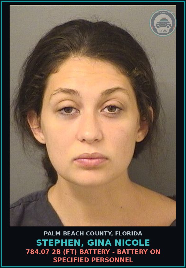 Booking mugshot of STEPHEN, GINA NICOLE in Palm Beach County