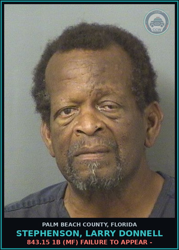 Booking mugshot of STEPHENSON, LARRY DONNELL in Palm Beach County