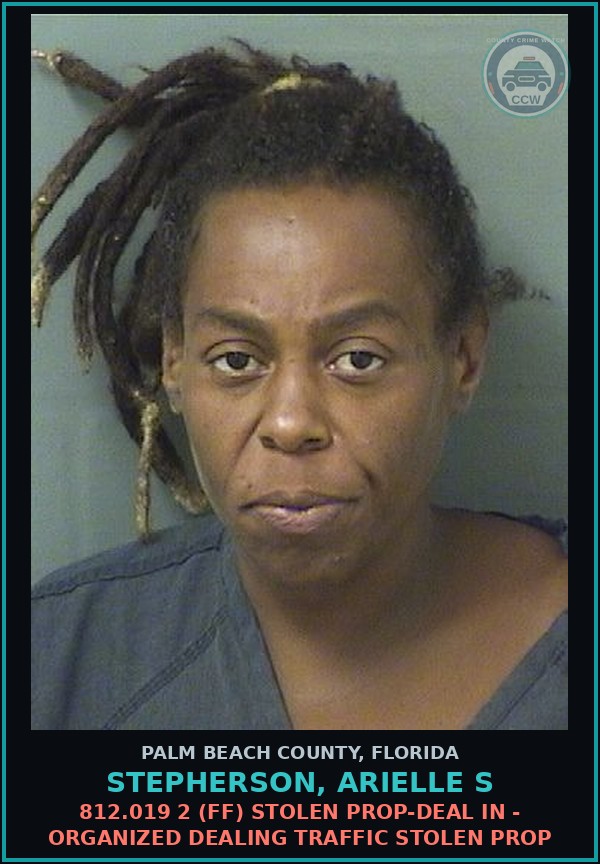Booking mugshot of STEPHERSON, ARIELLE S in Palm Beach County
