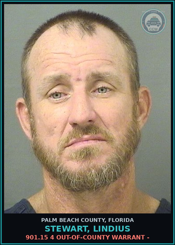 Booking mugshot of STEWART, LINDIUS in Palm Beach County