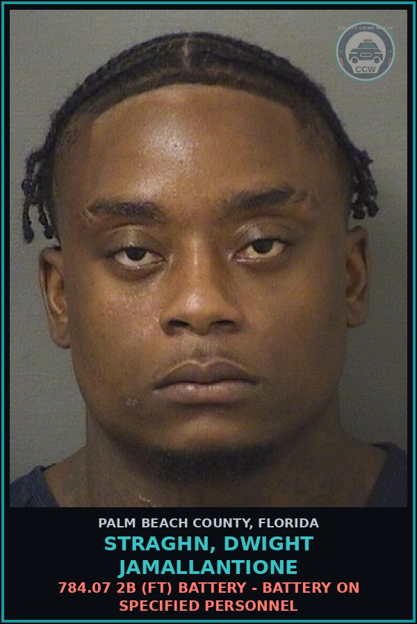 Booking mugshot of STRAGHN, DWIGHT JAMALLANTIONE in Palm Beach County