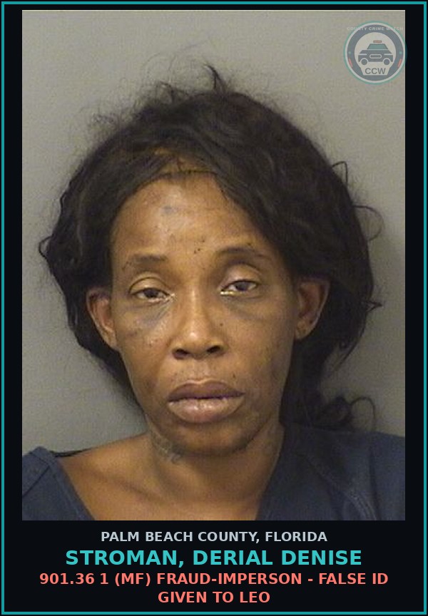 Booking mugshot of STROMAN, DERIAL DENISE in Palm Beach County