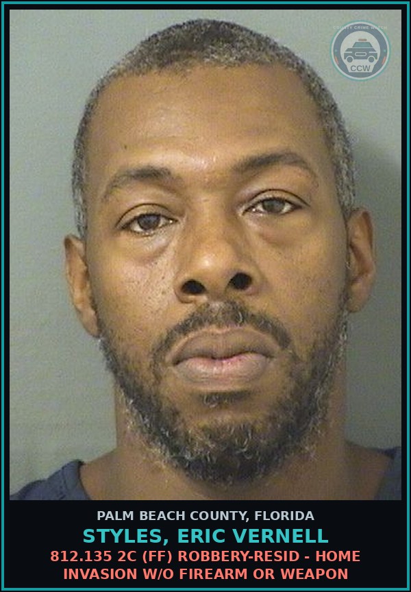 Booking mugshot of STYLES, ERIC VERNELL in Palm Beach County