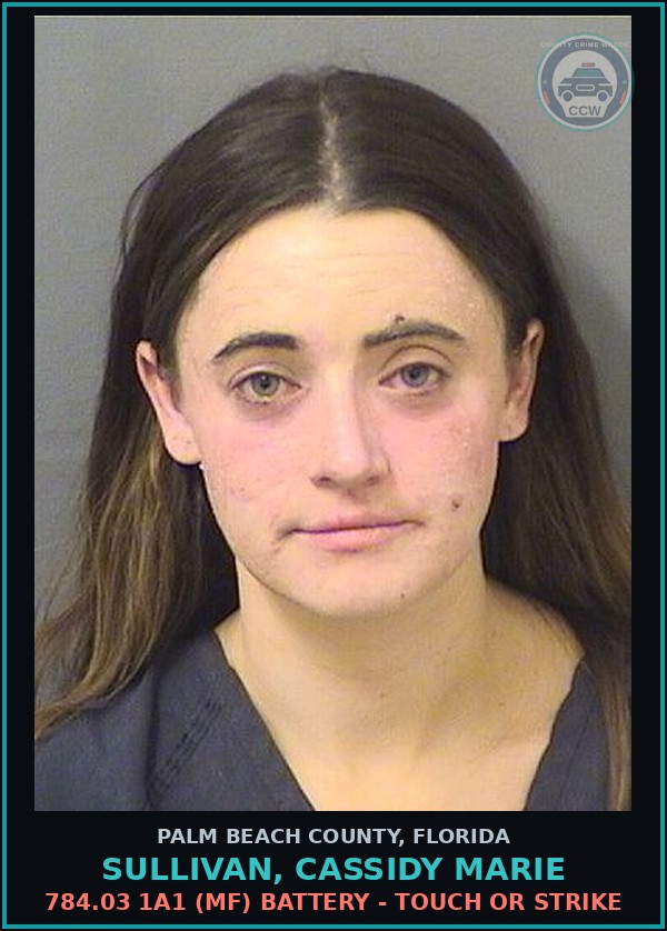 Booking mugshot of SULLIVAN, CASSIDY MARIE in Palm Beach County
