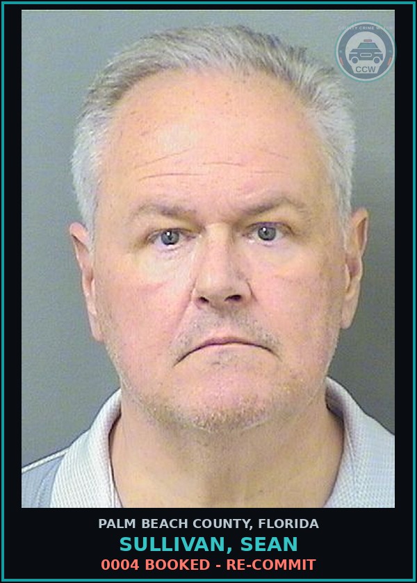 Booking mugshot of SULLIVAN, SEAN in Palm Beach County