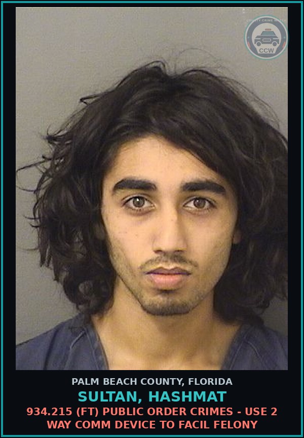 Booking mugshot of SULTAN, HASHMAT in Palm Beach County