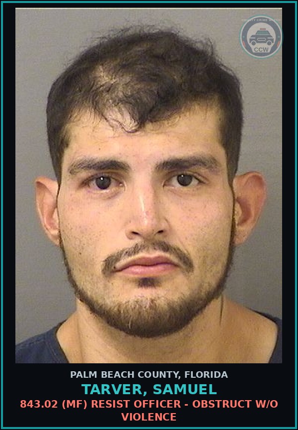 Booking mugshot of TARVER, SAMUEL in Palm Beach County