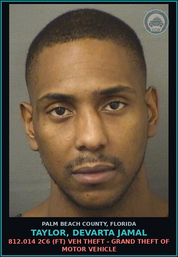 Booking mugshot of TAYLOR, DEVARTA JAMAL in Palm Beach County