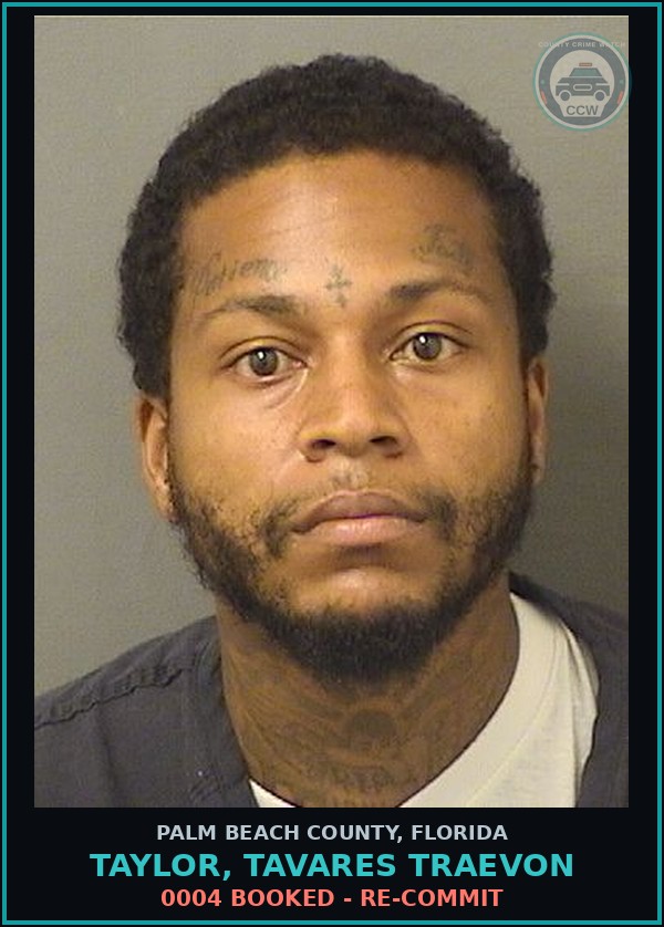 Booking mugshot of TAYLOR, TAVARES TRAEVON in Palm Beach County