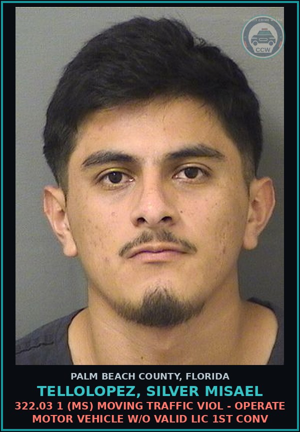 Booking mugshot of TELLOLOPEZ, SILVER MISAEL in Palm Beach County