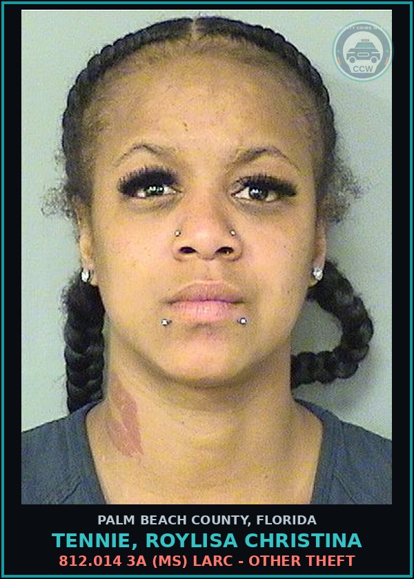 Booking mugshot of TENNIE, ROYLISA CHRISTINA in Palm Beach County
