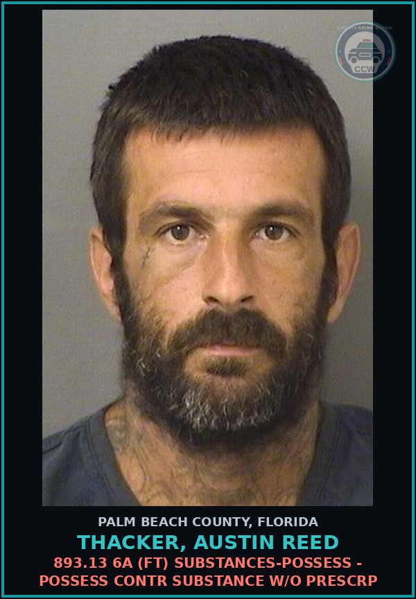 Booking mugshot of THACKER, AUSTIN REED in Palm Beach County
