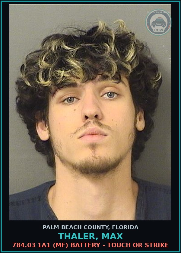 Booking mugshot of THALER, MAX in Palm Beach County