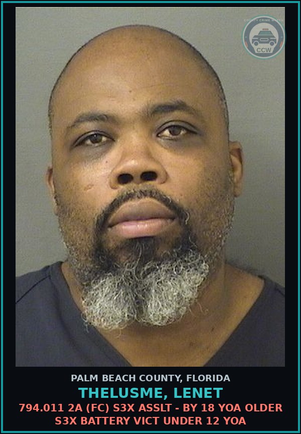Booking mugshot of THELUSME, LENET in Palm Beach County