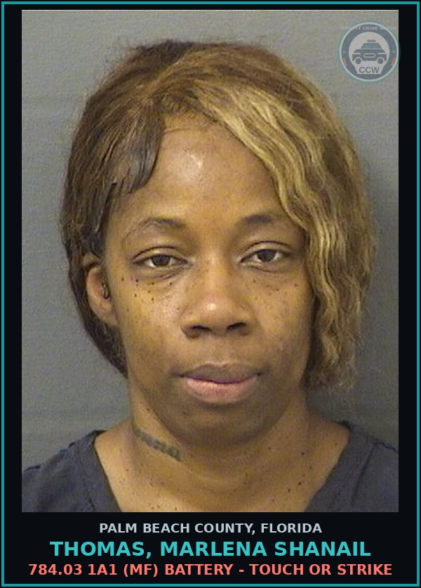 Booking mugshot of THOMAS, MARLENA SHANAIL in Palm Beach County