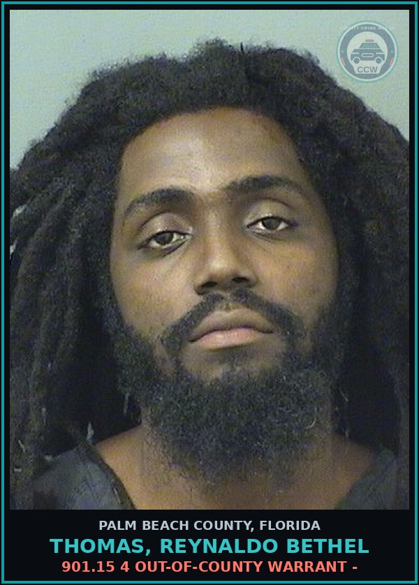 Booking mugshot of THOMAS, REYNALDO BETHEL in Palm Beach County
