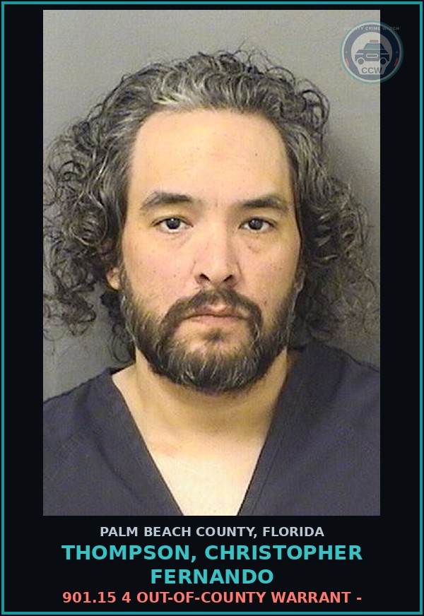 Booking mugshot of THOMPSON, CHRISTOPHER FERNANDO in Palm Beach County