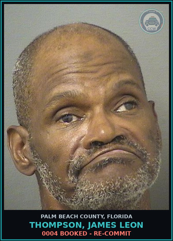 Booking mugshot of THOMPSON, JAMES LEON in Palm Beach County