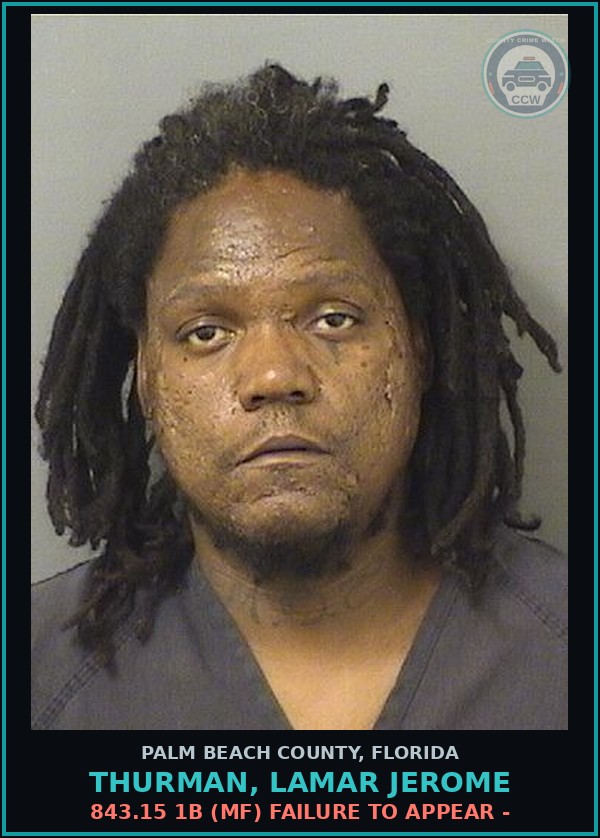 Booking mugshot of THURMAN, LAMAR JEROME in Palm Beach County