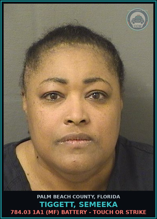 Booking mugshot of TIGGETT, SEMEEKA in Palm Beach County