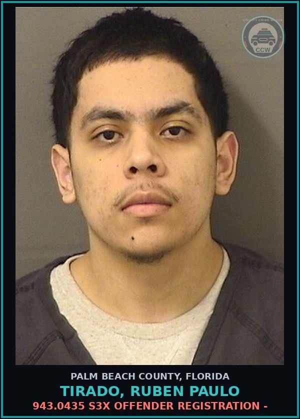 Booking mugshot of TIRADO, RUBEN PAULO in Palm Beach County