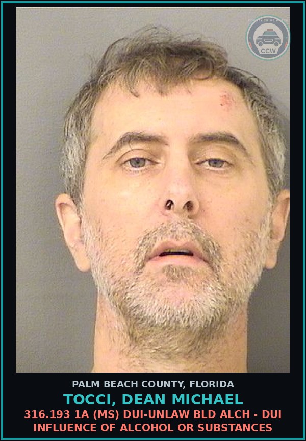 Booking mugshot of TOCCI, DEAN MICHAEL in Palm Beach County