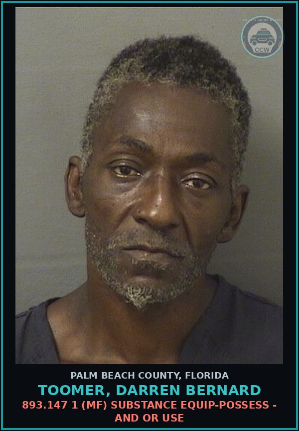 Booking mugshot of TOOMER, DARREN BERNARD in Palm Beach County