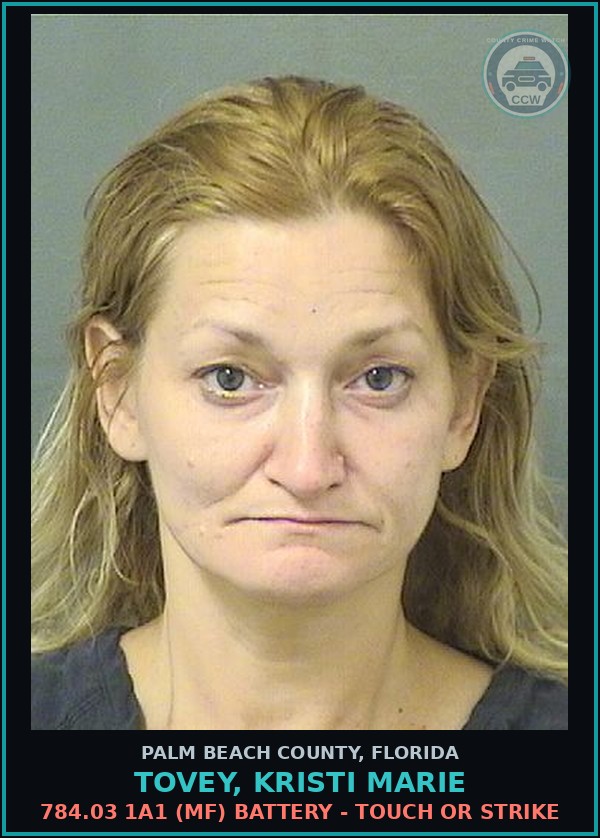 Booking mugshot of TOVEY, KRISTI MARIE in Palm Beach County