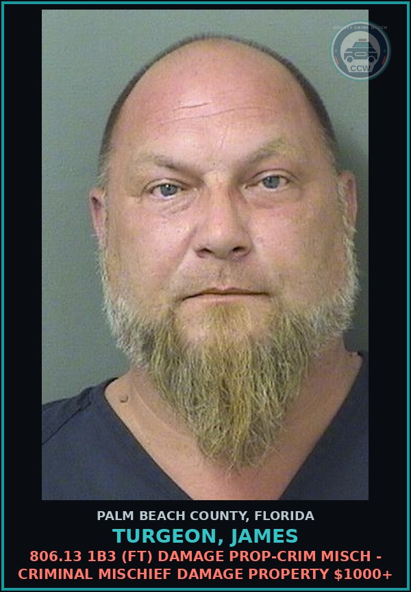 Booking mugshot of TURGEON, JAMES in Palm Beach County