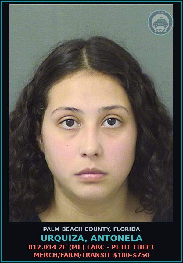 Booking mugshot of URQUIZA, ANTONELA in Palm Beach County