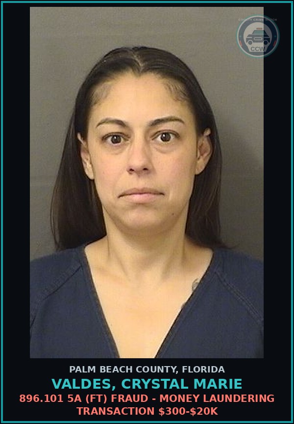 Booking mugshot of VALDES, CRYSTAL MARIE in Palm Beach County