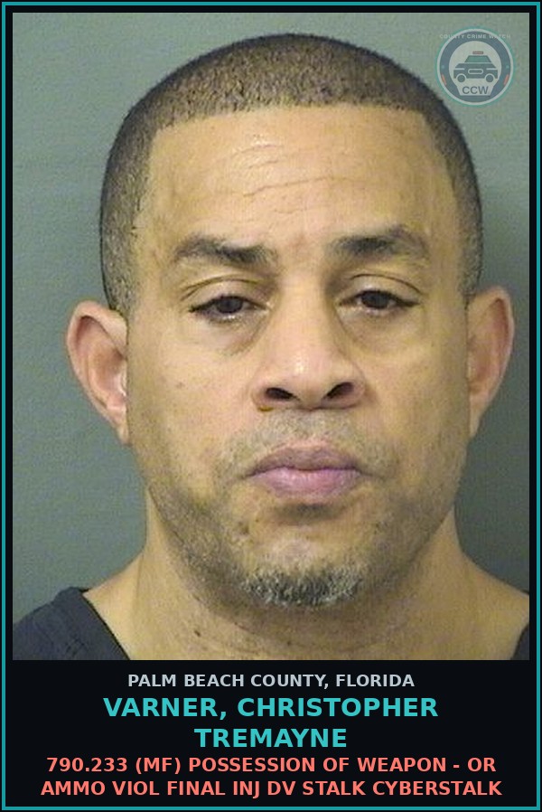 Booking mugshot of VARNER, CHRISTOPHER TREMAYNE in Palm Beach County