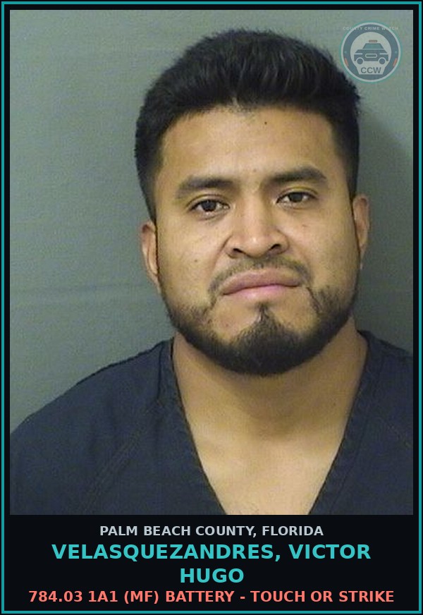 Booking mugshot of VELASQUEZANDRES, VICTOR HUGO in Palm Beach County
