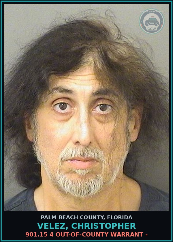 Booking mugshot of VELEZ, CHRISTOPHER in Palm Beach County