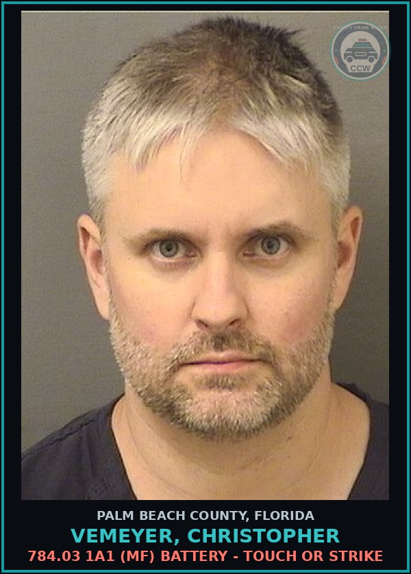 Booking mugshot of VEMEYER, CHRISTOPHER in Palm Beach County