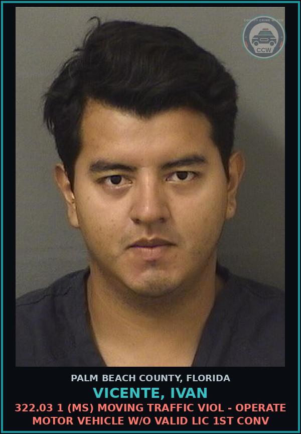 Booking mugshot of VICENTE, IVAN in Palm Beach County