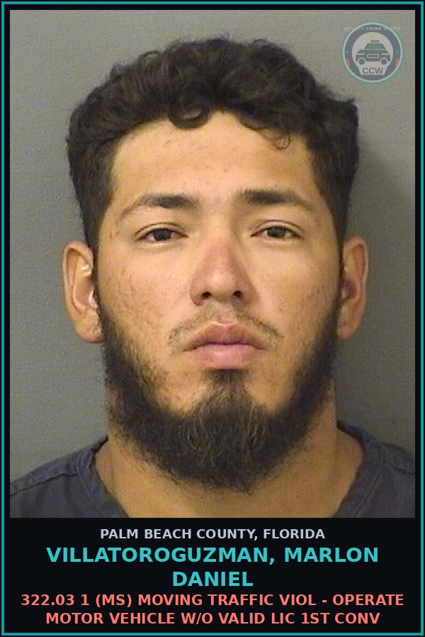 Booking mugshot of VILLATOROGUZMAN, MARLON DANIEL in Palm Beach County