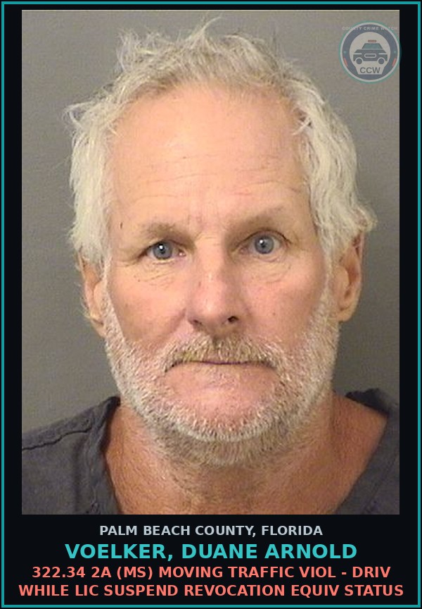 Booking mugshot of VOELKER, DUANE ARNOLD in Palm Beach County